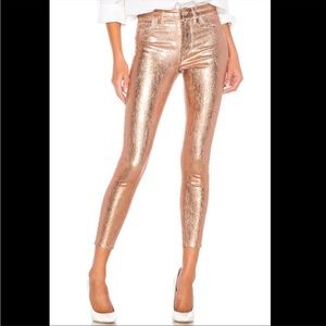 L’AGENCE Margot high rise petal & light rose gold foil jeans! Never worn and NWT